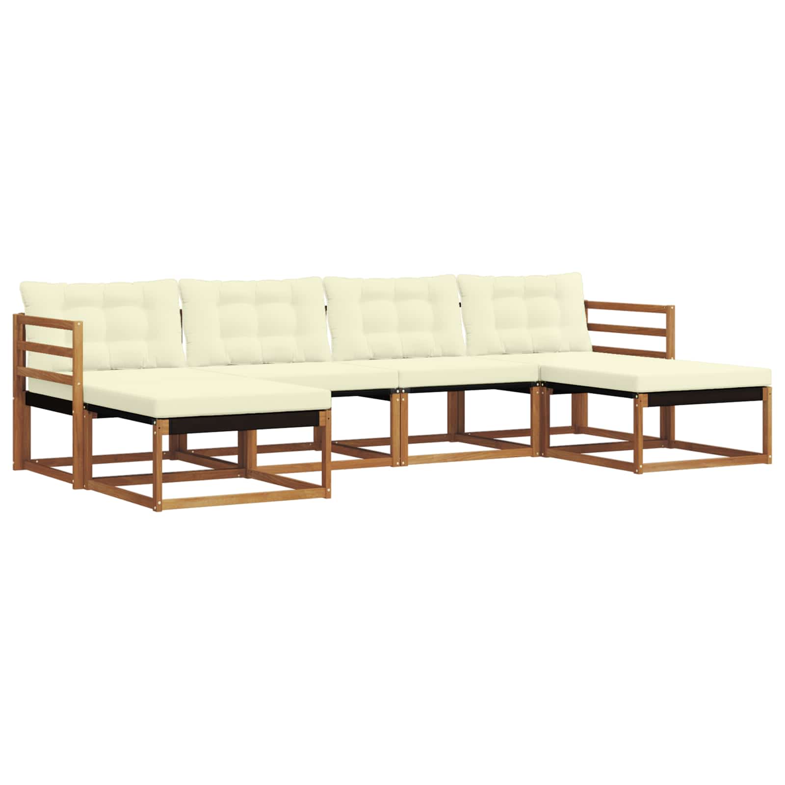 Outdoor-Sofagarnitur mit Kissen 6 pcs Natur und Creme