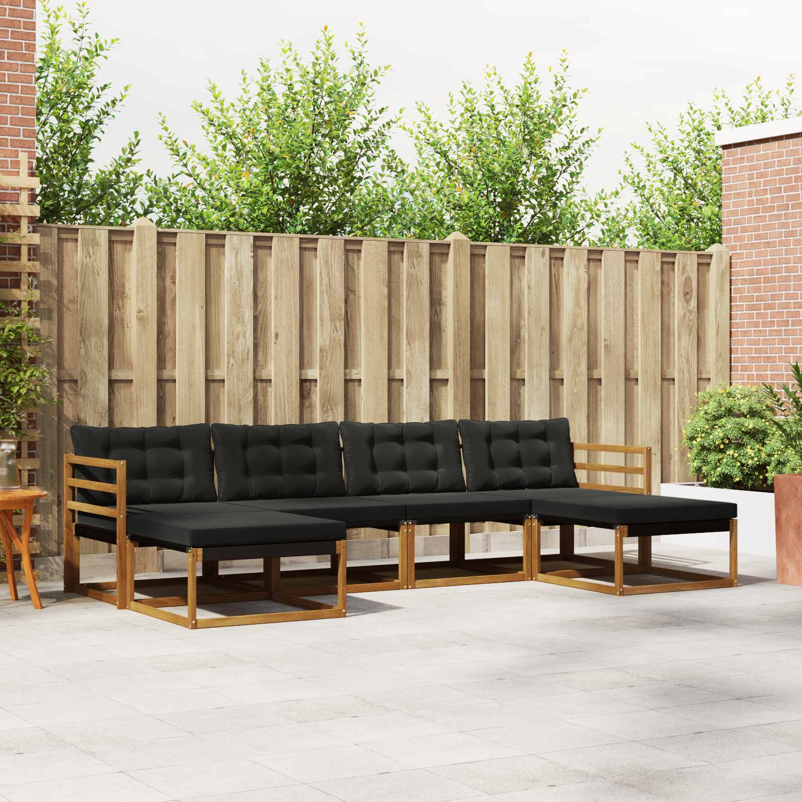 Outdoor-Sofagarnitur mit Kissen 6 pcs Natürlich und Schwarz