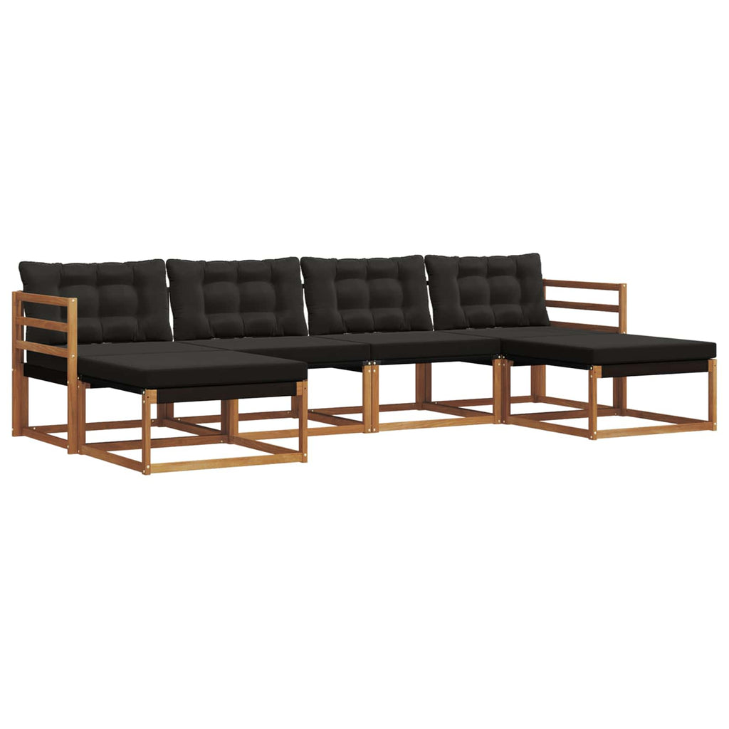 Outdoor-Sofagarnitur mit Kissen 6 pcs Natürlich und Schwarz