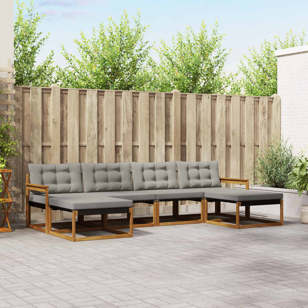 Outdoor-Sofagarnitur mit Kissen 6 pcs Natürlich und Hellgrau