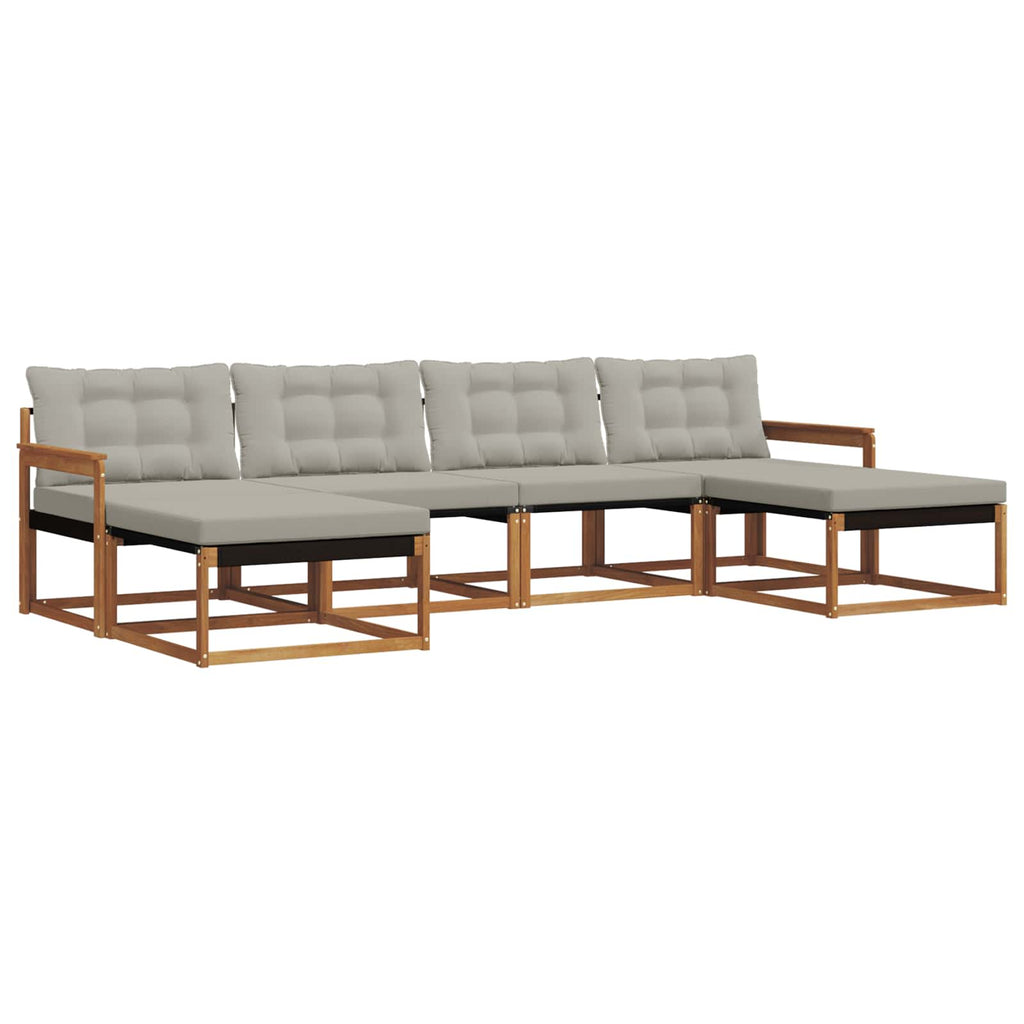 Outdoor-Sofagarnitur mit Kissen 6 pcs Natürlich und Hellgrau