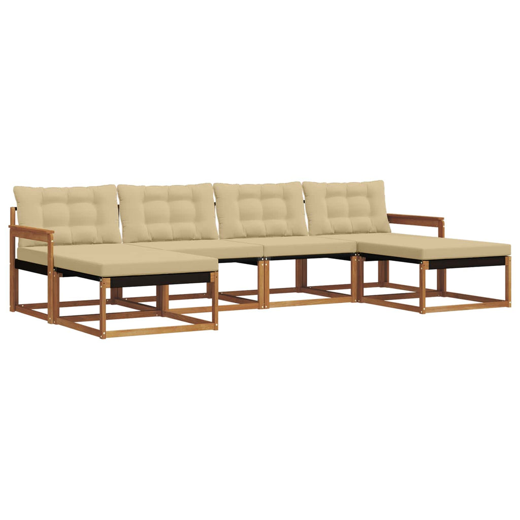 Outdoor-Sofagarnitur mit Kissen 6 pcs Natur und Beige