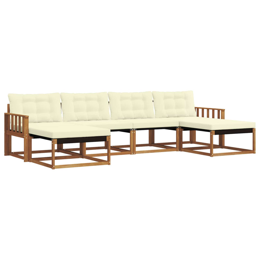 Outdoor-Sofagarnitur mit Kissen 6 pcs Natur und Creme