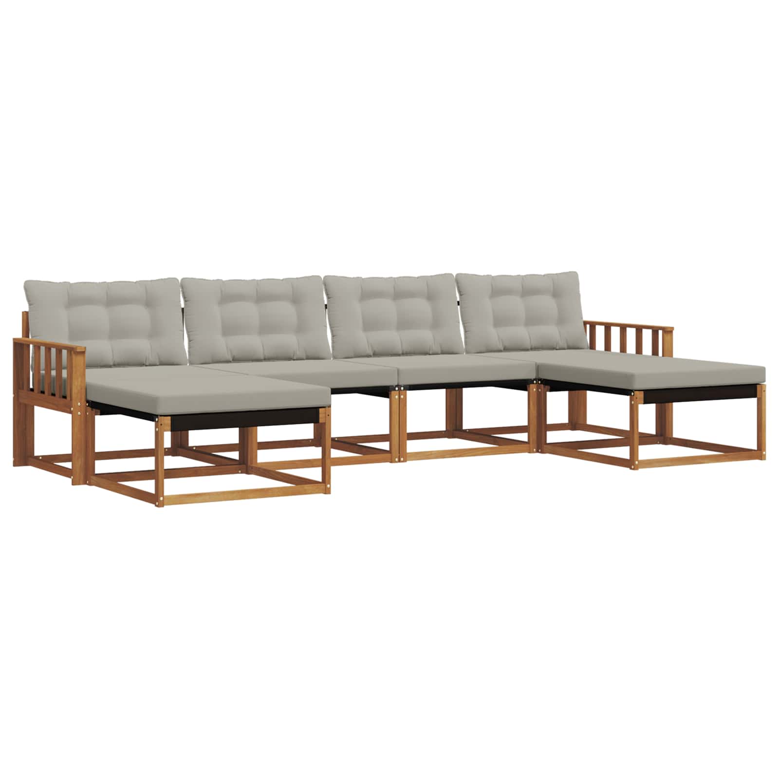 Outdoor-Sofagarnitur mit Kissen 6 pcs Natürlich und Hellgrau