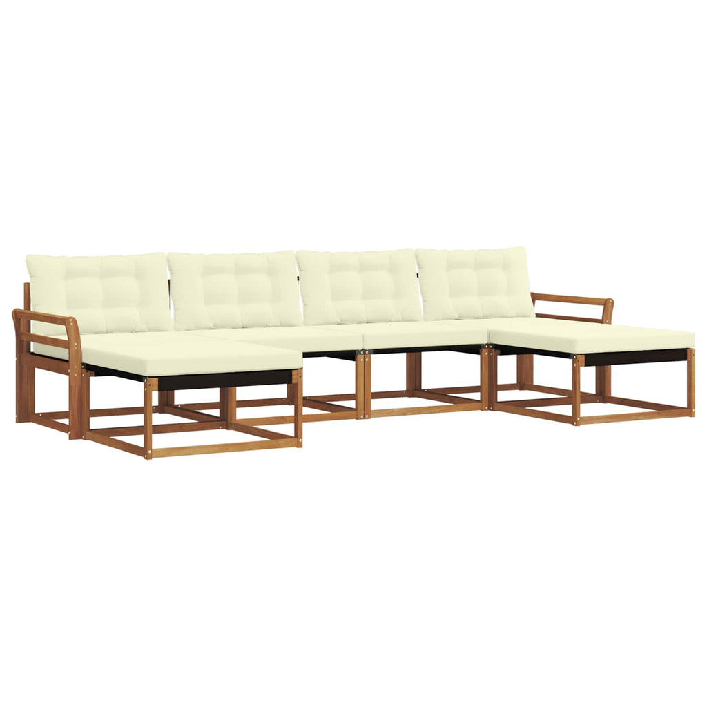 Outdoor-Sofagarnitur mit Kissen 6 pcs Natur und Creme