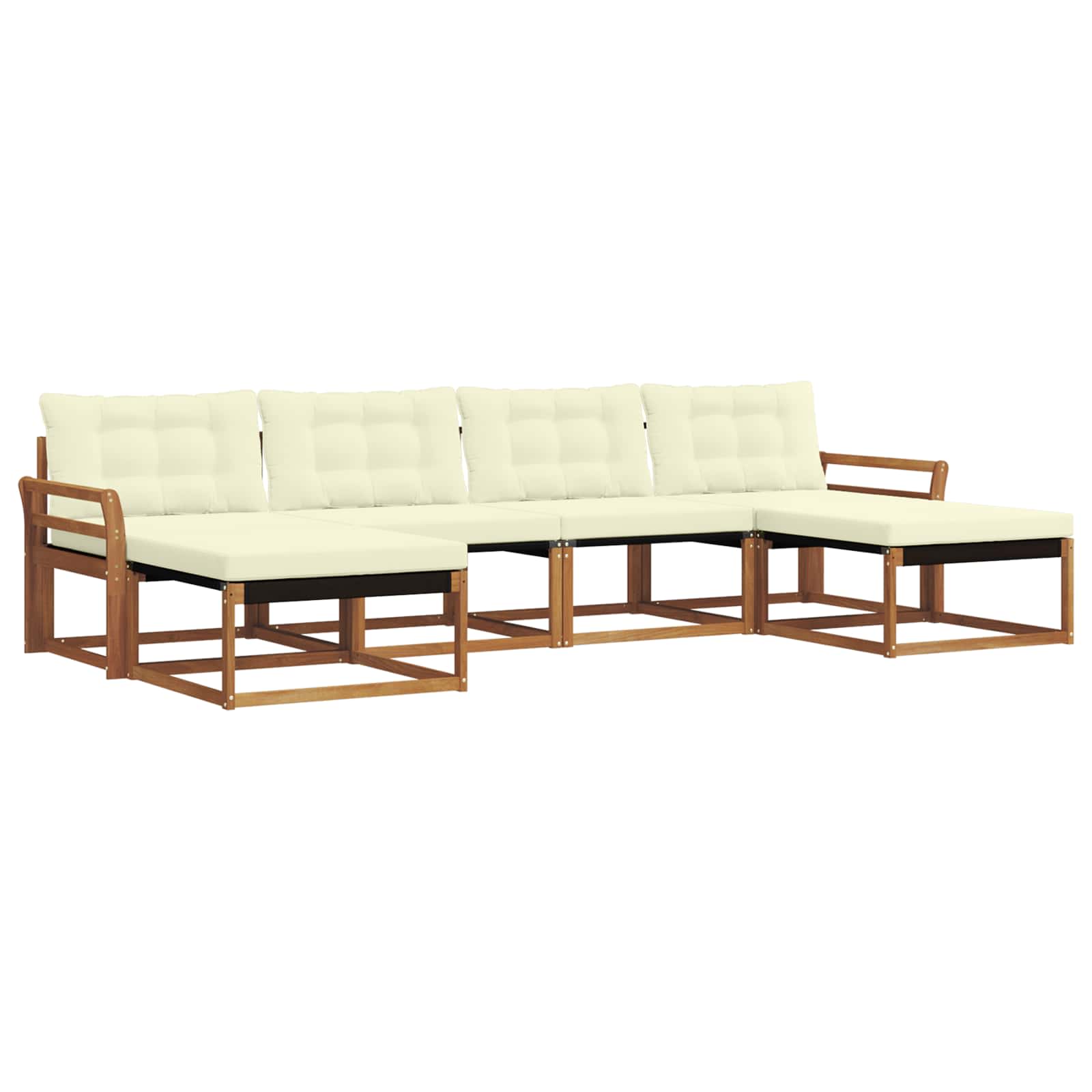 Outdoor-Sofagarnitur mit Kissen 6 pcs Natur und Creme