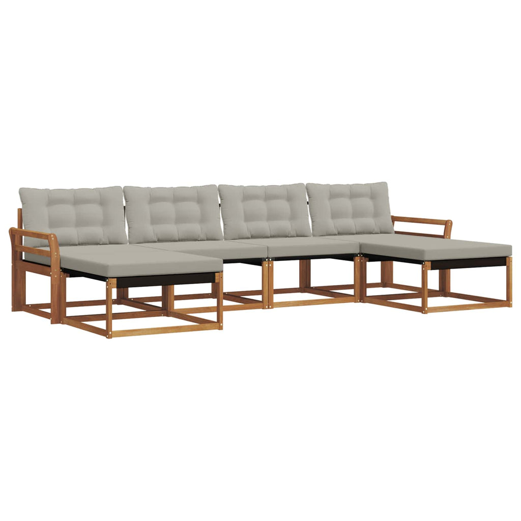 Outdoor-Sofagarnitur mit Kissen 6 pcs Natürlich und Hellgrau