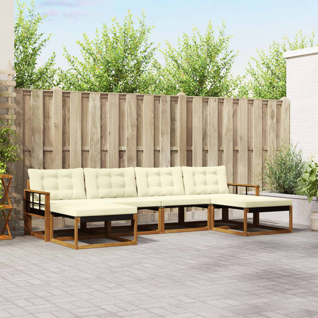 Outdoor-Sofagarnitur mit Kissen 6 pcs Natur und Creme