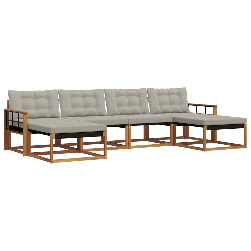 Outdoor-Sofagarnitur mit Kissen 6 pcs Natürlich und Hellgrau