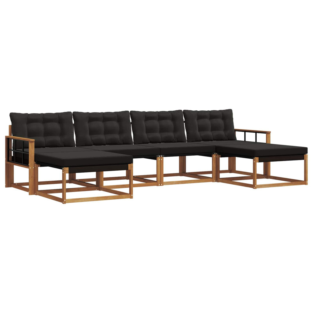 Outdoor-Sofagarnitur mit Kissen 6 pcs Natürlich und Schwarz