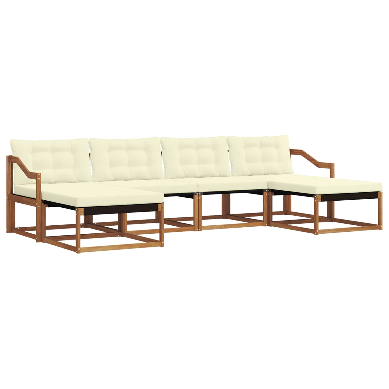 Outdoor-Sofagarnitur mit Kissen 6 pcs Natur und Creme