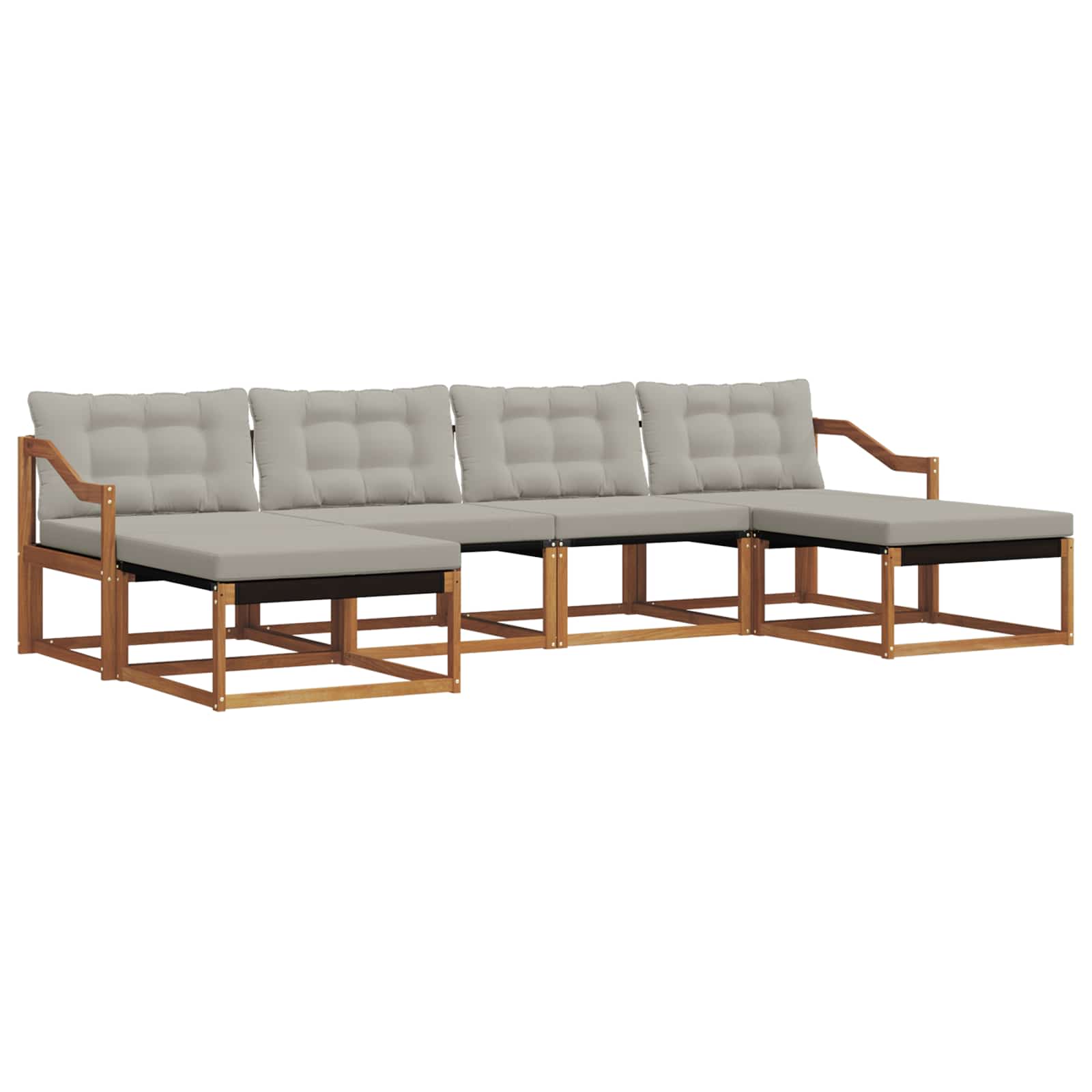 Outdoor-Sofagarnitur mit Kissen 6 pcs Natürlich und Hellgrau