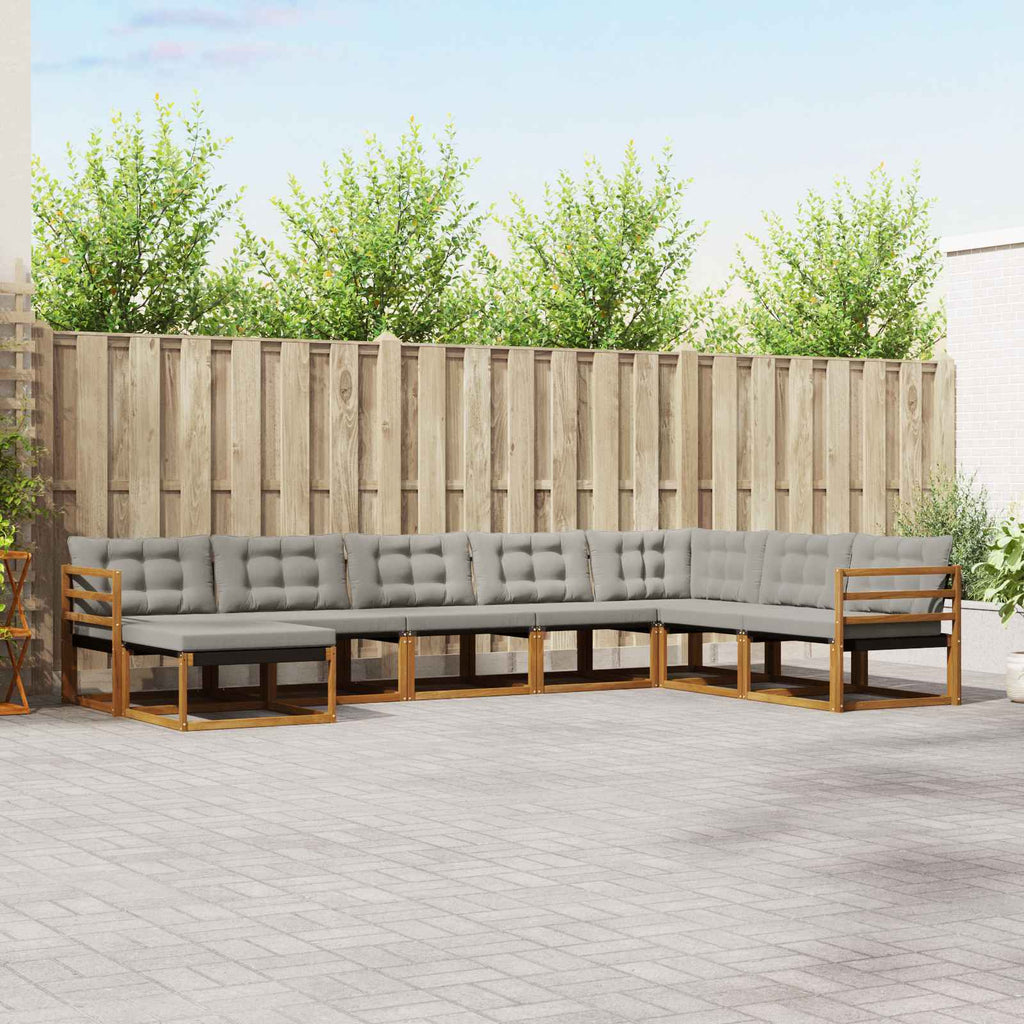 Outdoor-Sofagarnitur mit Kissen 8 pcs Natürlich und Hellgrau