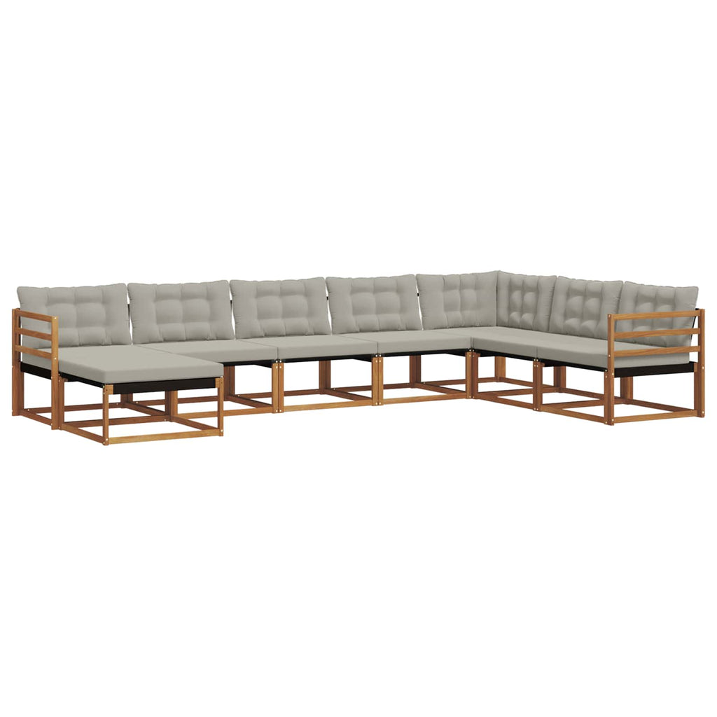 Outdoor-Sofagarnitur mit Kissen 8 pcs Natürlich und Hellgrau