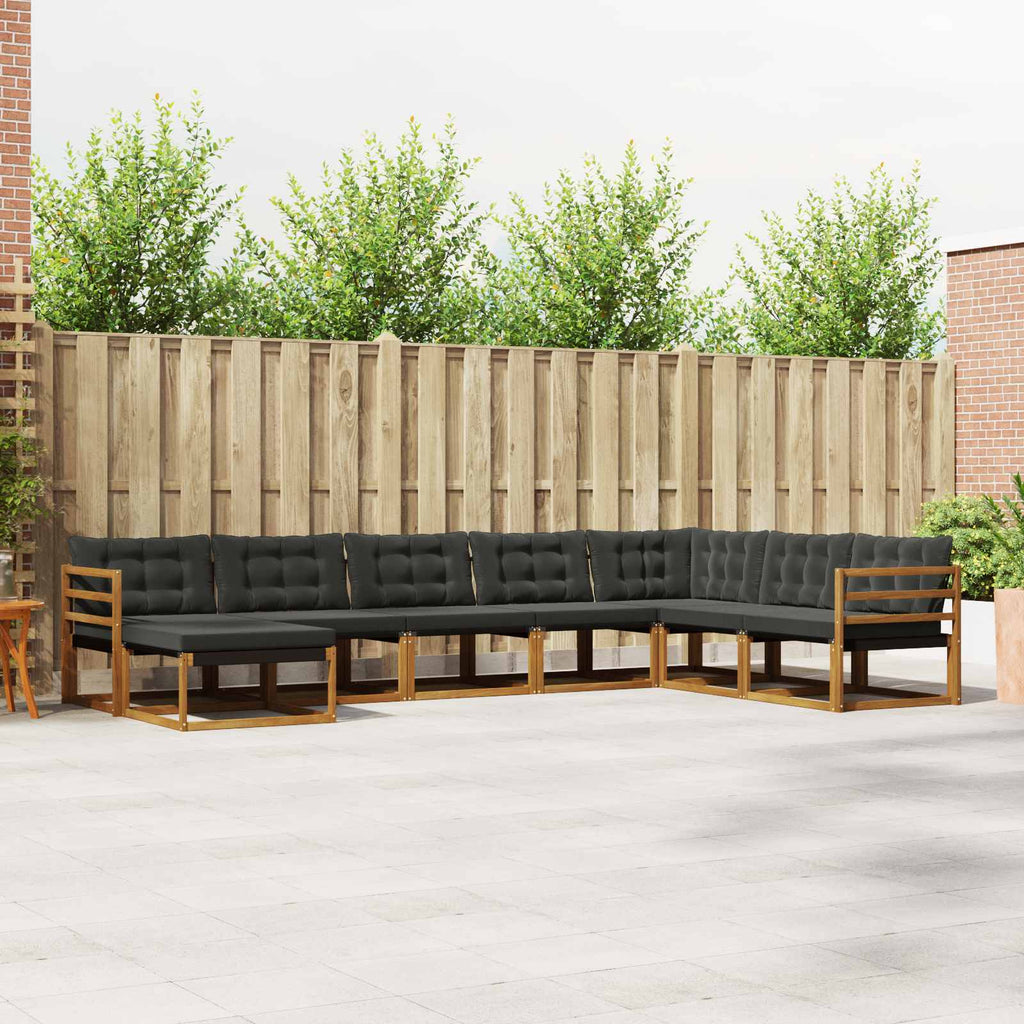 Outdoor-Sofagarnitur mit Kissen 8 pcs Natürlich und Schwarz