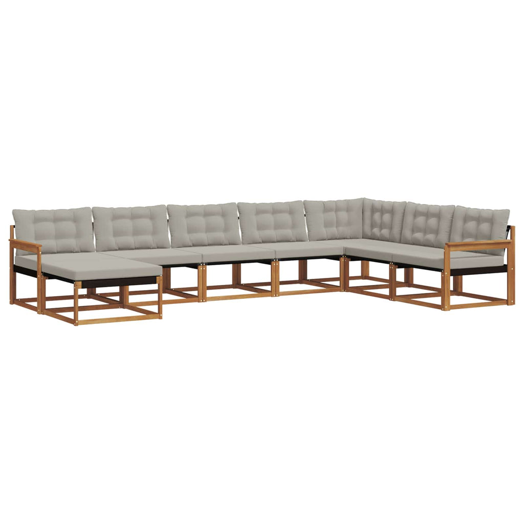 Outdoor-Sofagarnitur mit Kissen 8 pcs Natürlich und Hellgrau
