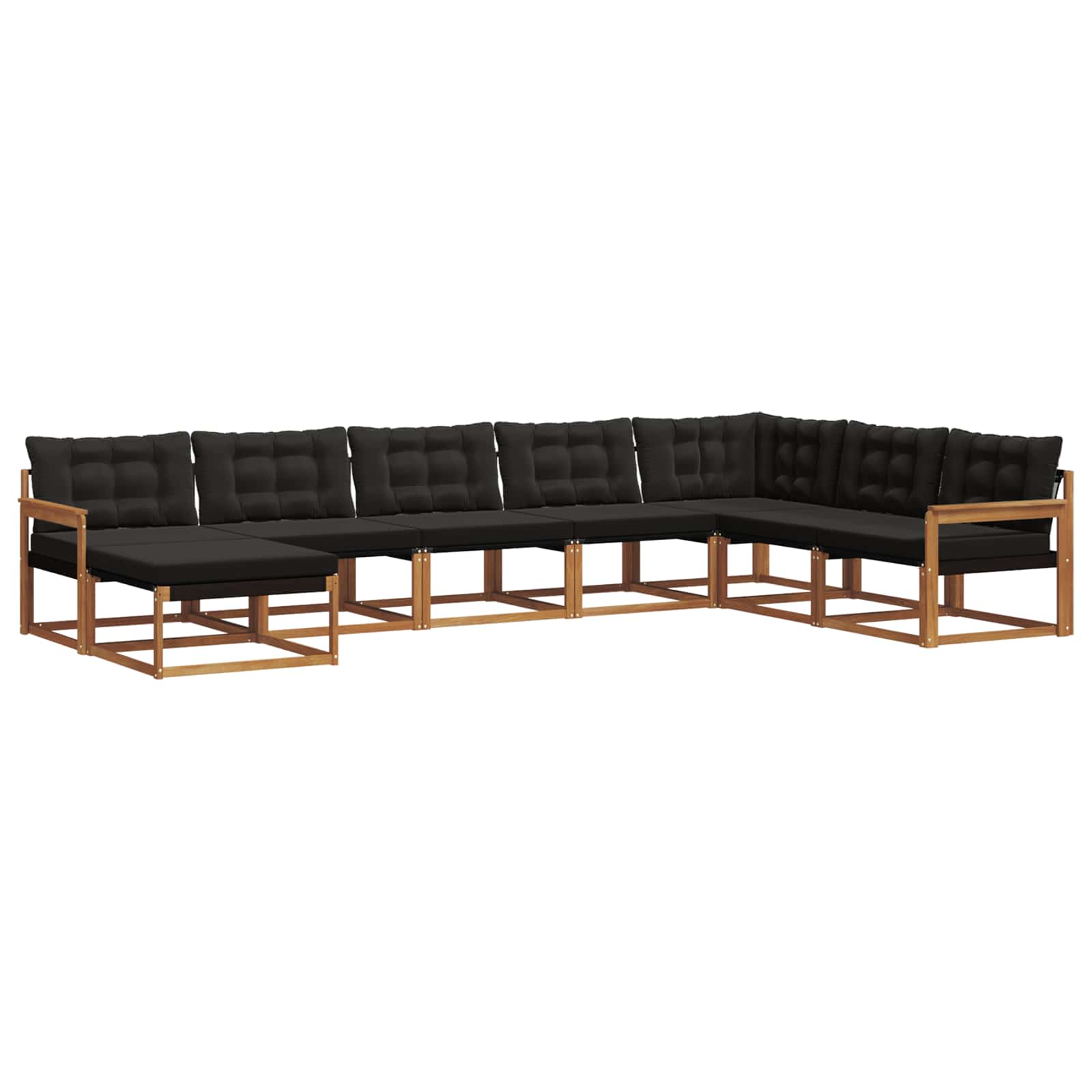 Outdoor-Sofagarnitur mit Kissen 8 pcs Natürlich und Schwarz