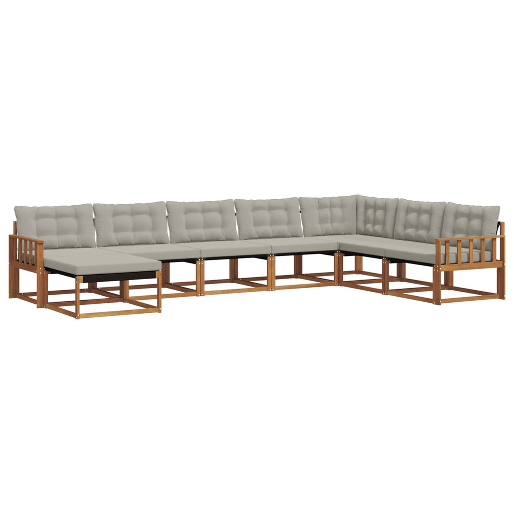 Outdoor-Sofagarnitur mit Kissen 8 pcs Natürlich und Hellgrau