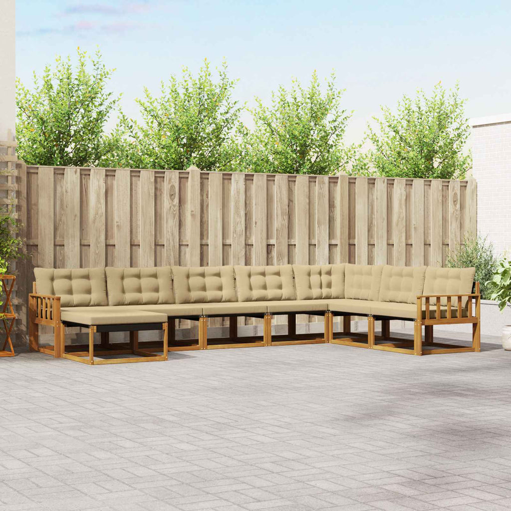 Outdoor-Sofagarnitur mit Kissen 8 pcs Natur und Beige