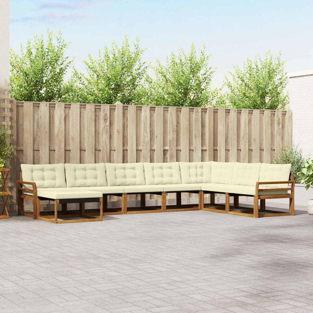 Outdoor-Sofagarnitur mit Kissen 8 pcs Natur und Creme
