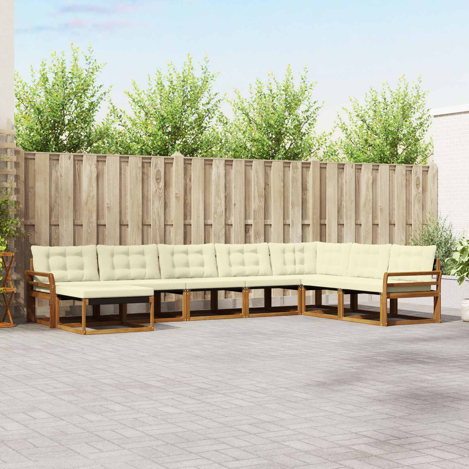 Outdoor-Sofagarnitur mit Kissen 8 pcs Natur und Creme