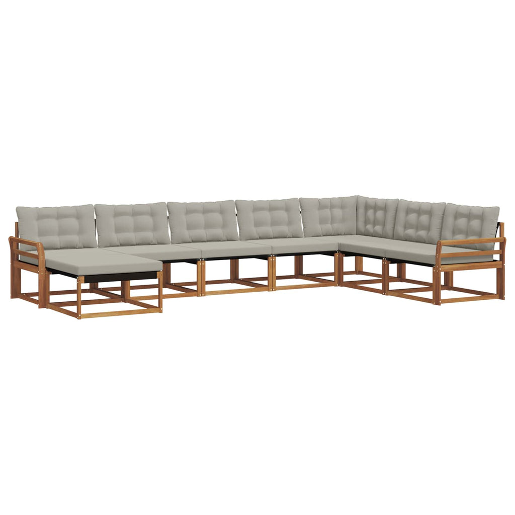 Outdoor-Sofagarnitur mit Kissen 8 pcs Natürlich und Hellgrau