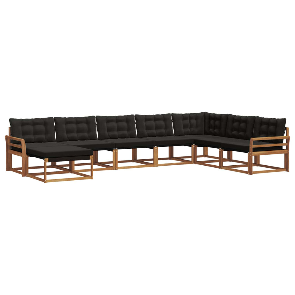 Outdoor-Sofagarnitur mit Kissen 8 pcs Natürlich und Schwarz