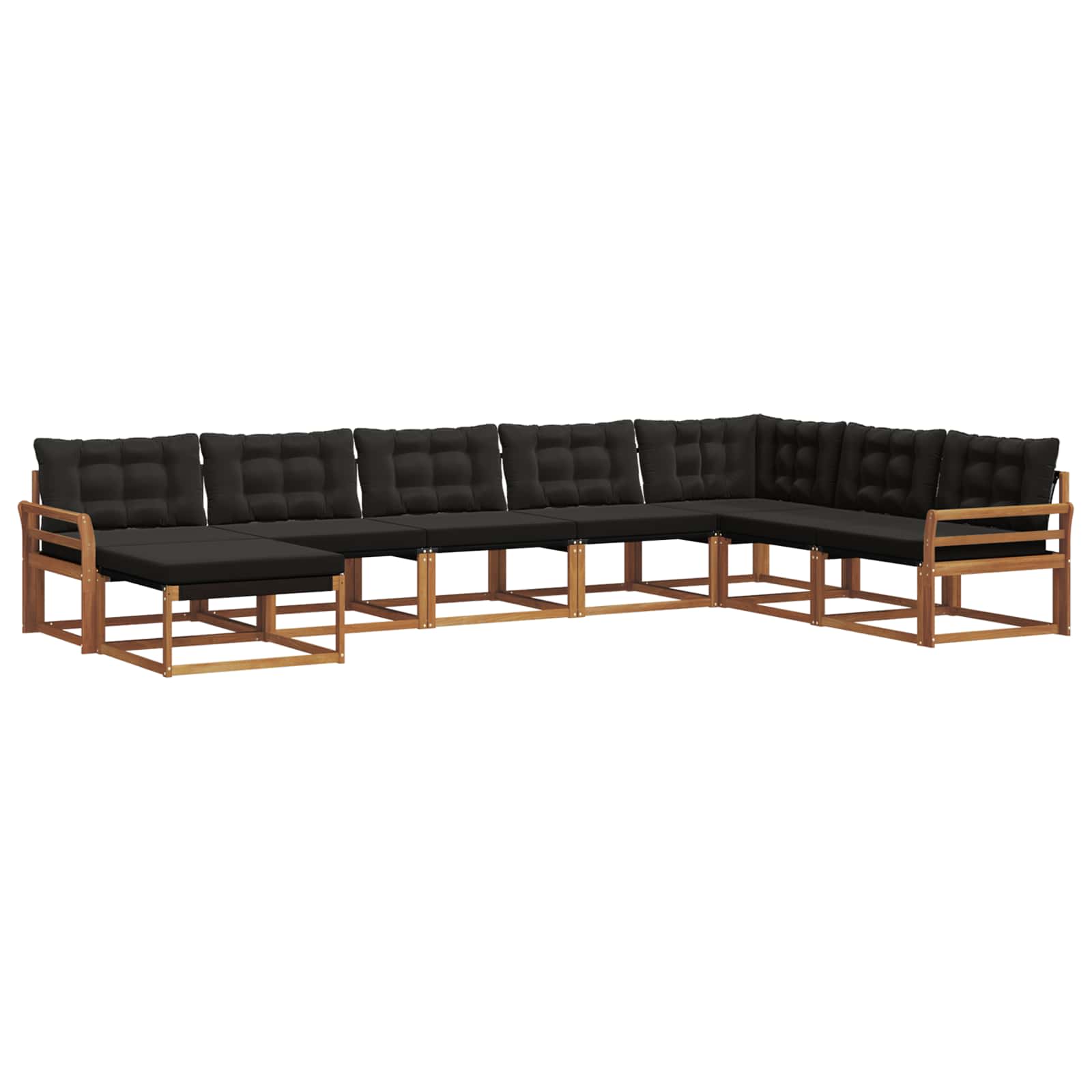 Outdoor-Sofagarnitur mit Kissen 8 pcs Natürlich und Schwarz