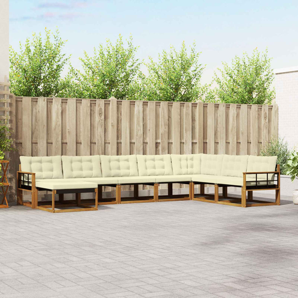 Outdoor-Sofagarnitur mit Kissen 8 pcs Natur und Creme