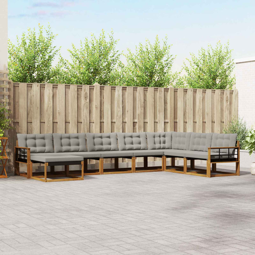 Outdoor-Sofagarnitur mit Kissen 8 pcs Natürlich und Hellgrau