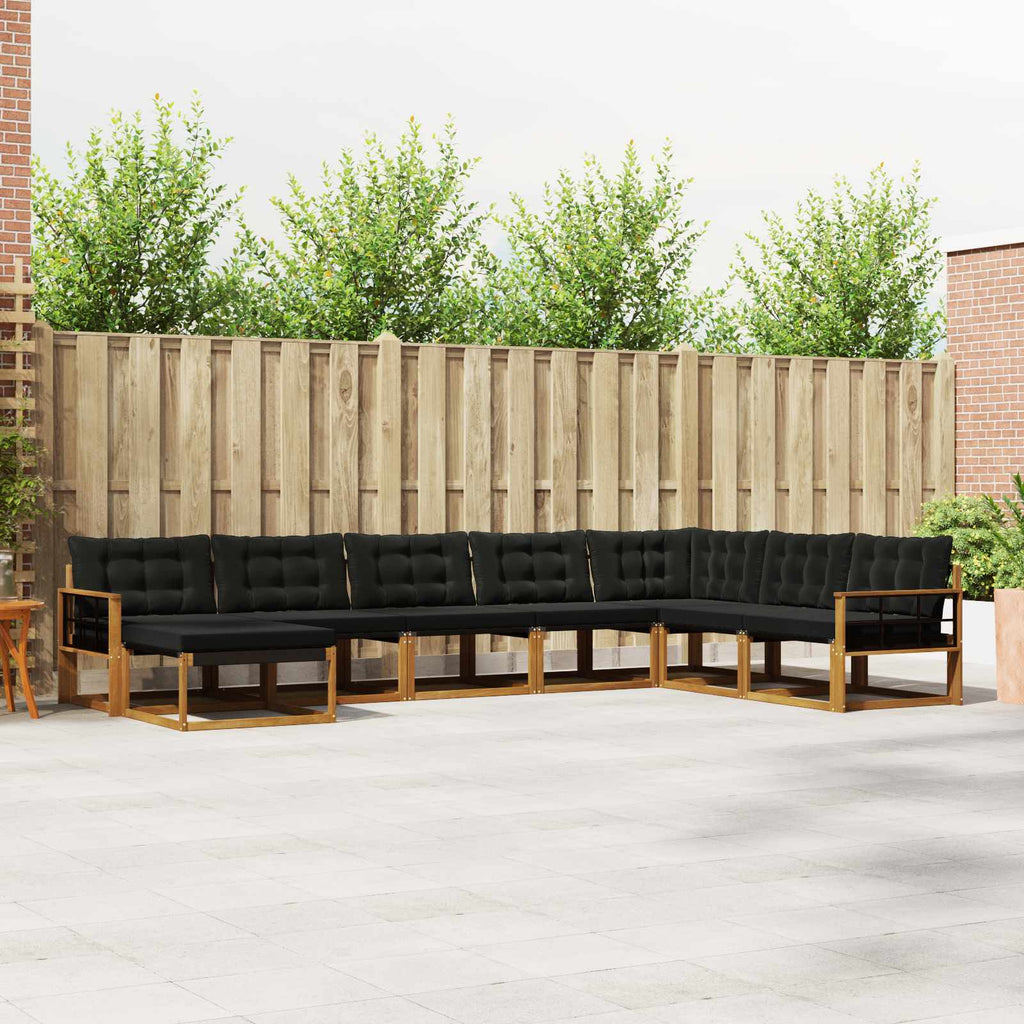 Outdoor-Sofagarnitur mit Kissen 8 pcs Natürlich und Schwarz