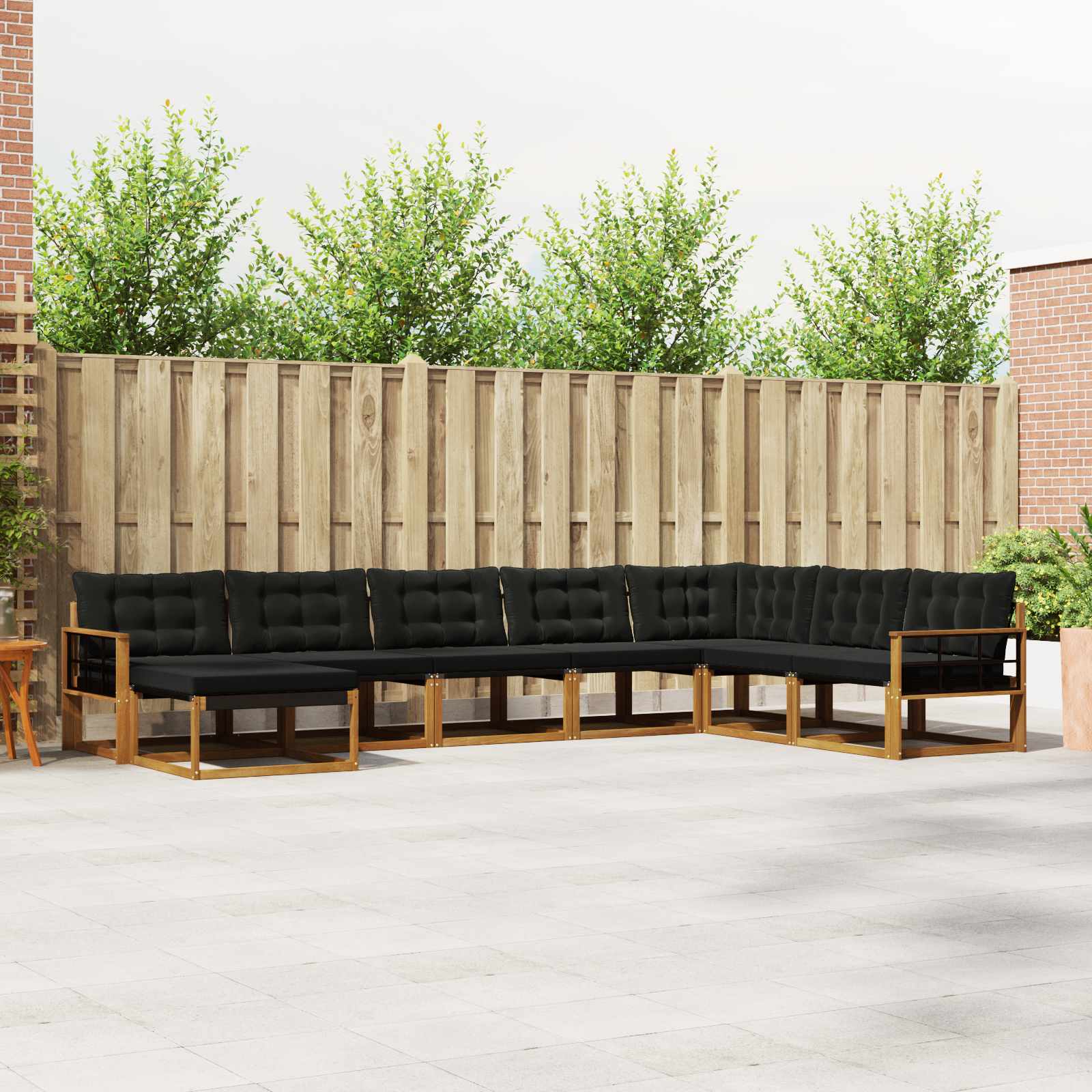 Outdoor-Sofagarnitur mit Kissen 8 pcs Natürlich und Schwarz