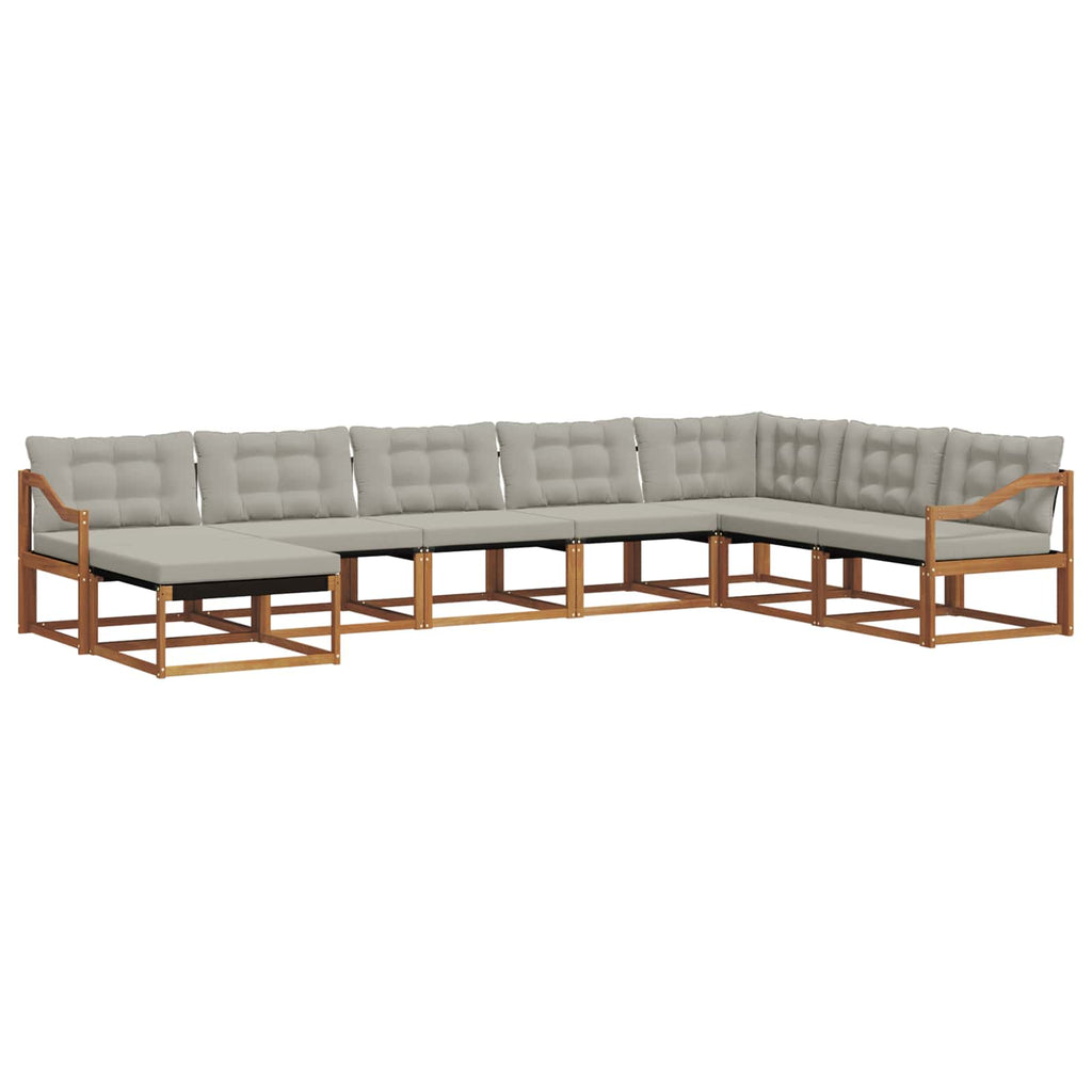 Outdoor-Sofagarnitur mit Kissen 8 pcs Natürlich und Hellgrau