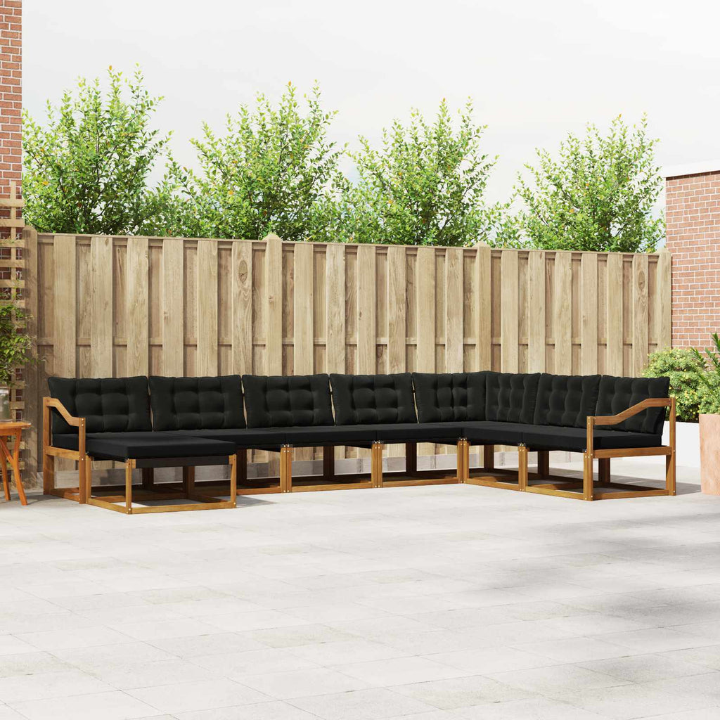 Outdoor-Sofagarnitur mit Kissen 8 pcs Natürlich und Schwarz