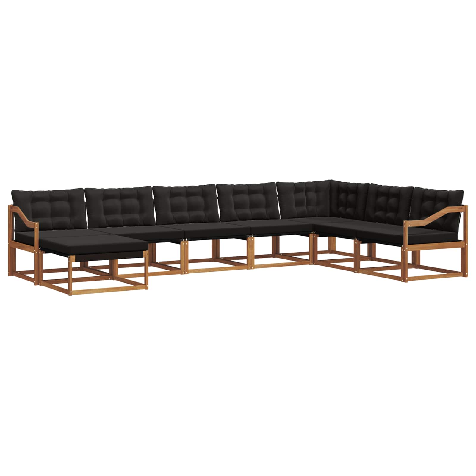 Outdoor-Sofagarnitur mit Kissen 8 pcs Natürlich und Schwarz