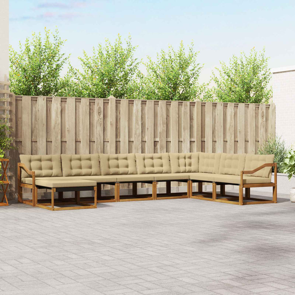 Outdoor-Sofagarnitur mit Kissen 8 pcs Natur und Beige