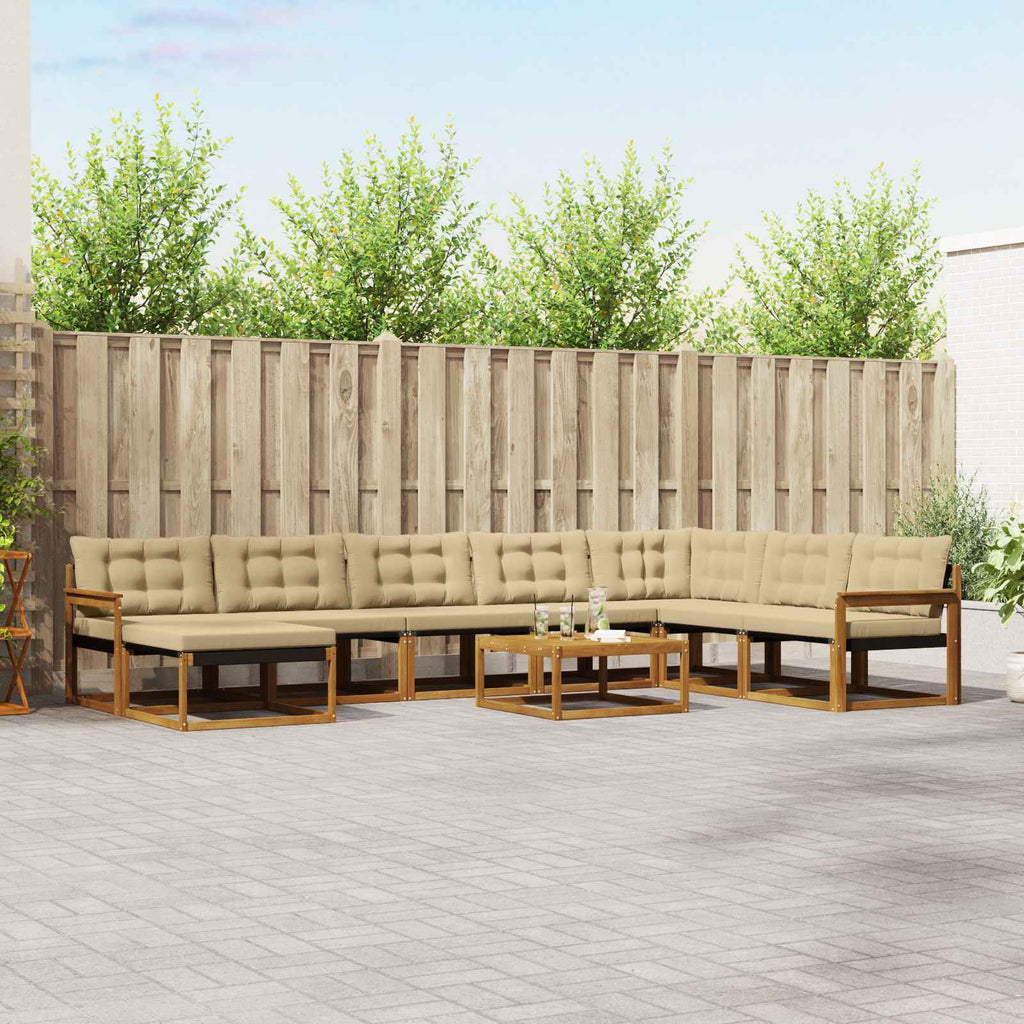 Outdoor-Sofagarnitur 9 pcs Natur und Beige Massivholz Akazie