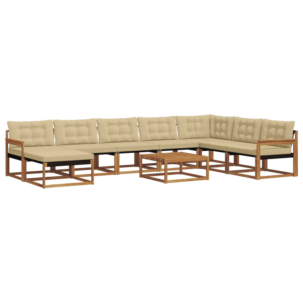 Outdoor-Sofagarnitur 9 pcs Natur und Beige Massivholz Akazie