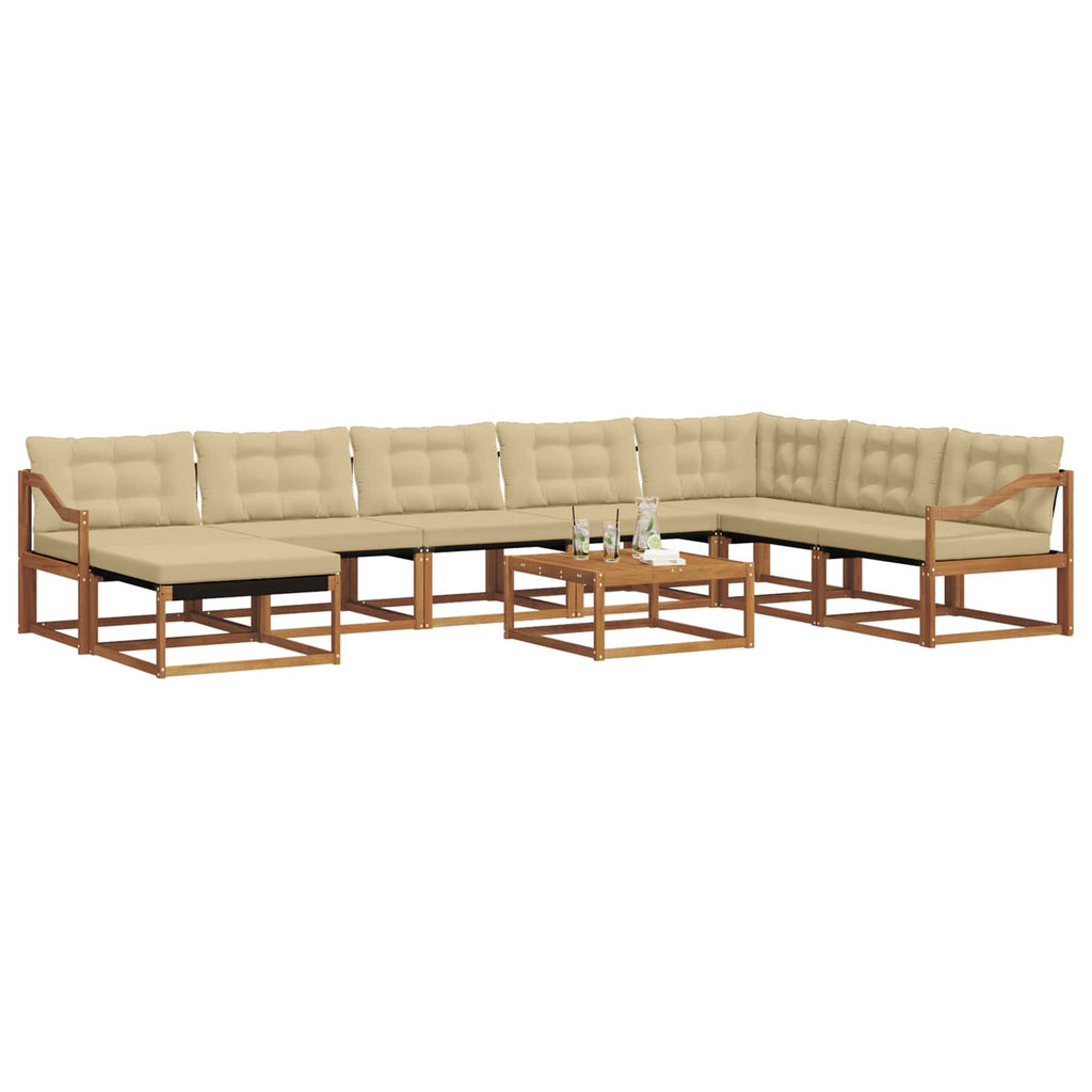 Outdoor-Sofagarnitur 9 pcs Natur und Beige Massivholz Akazie