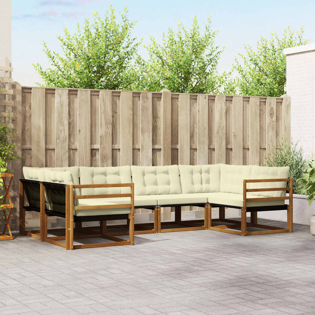 Outdoor-Sofagarnitur mit Kissen 6 pcs Natur und Creme