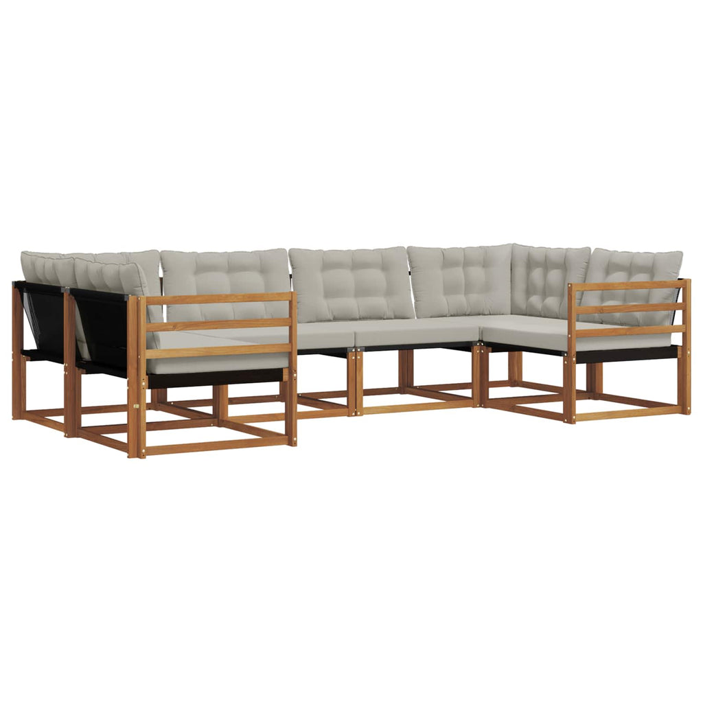 Outdoor-Sofagarnitur mit Kissen 6 pcs Natürlich und Hellgrau