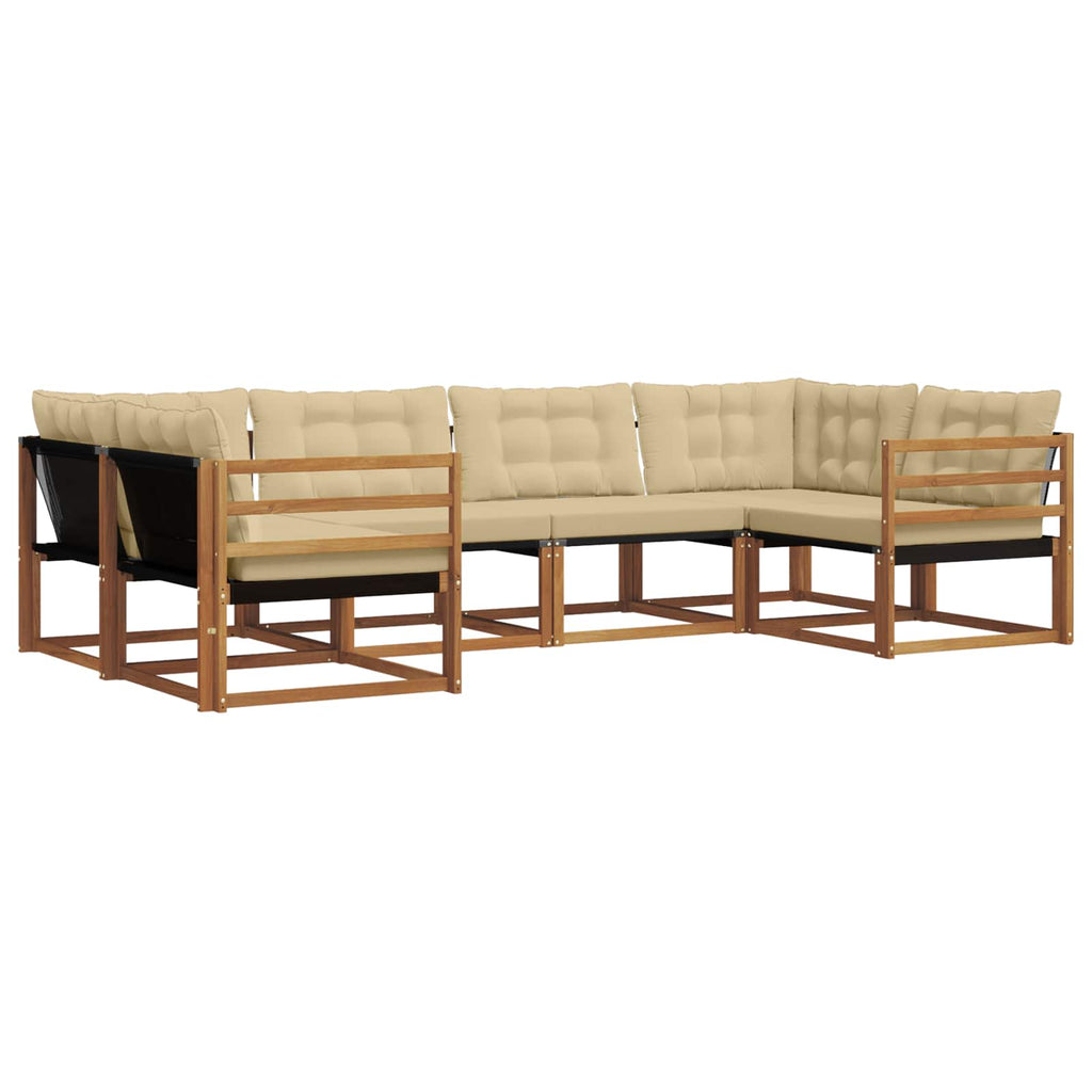 Outdoor-Sofagarnitur mit Kissen 6 pcs Natur und Beige