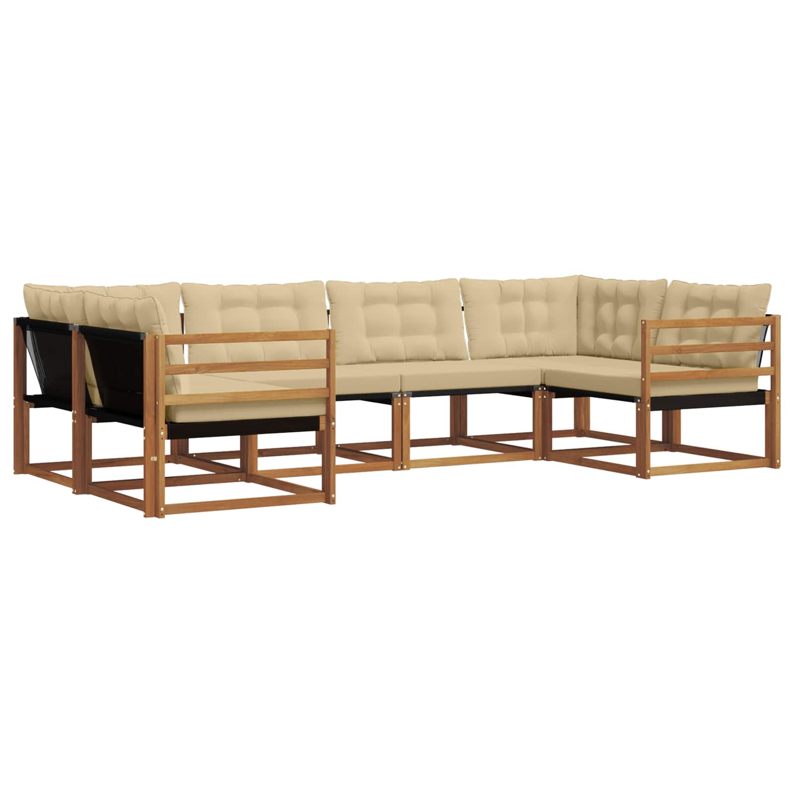 Outdoor-Sofagarnitur mit Kissen 6 pcs Natur und Beige
