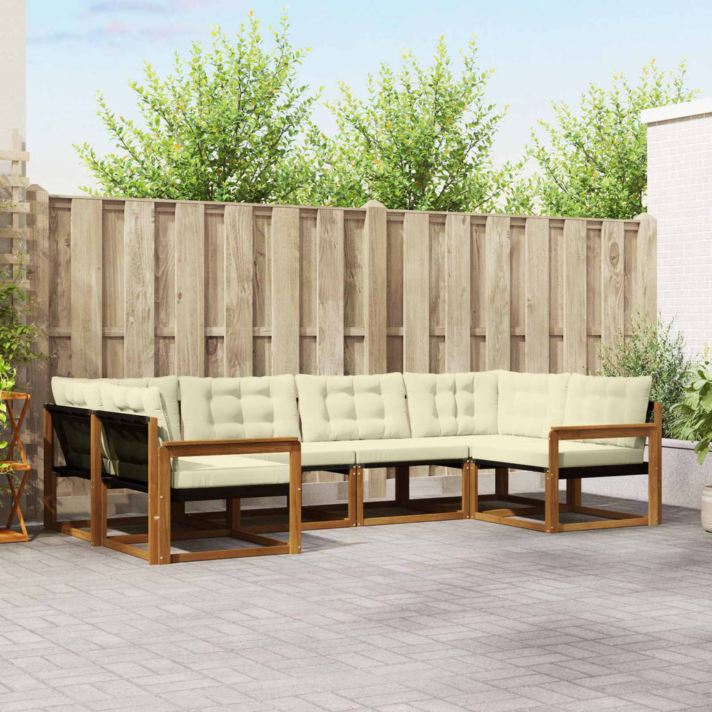 Outdoor-Sofagarnitur mit Kissen 6 pcs Natur und Creme