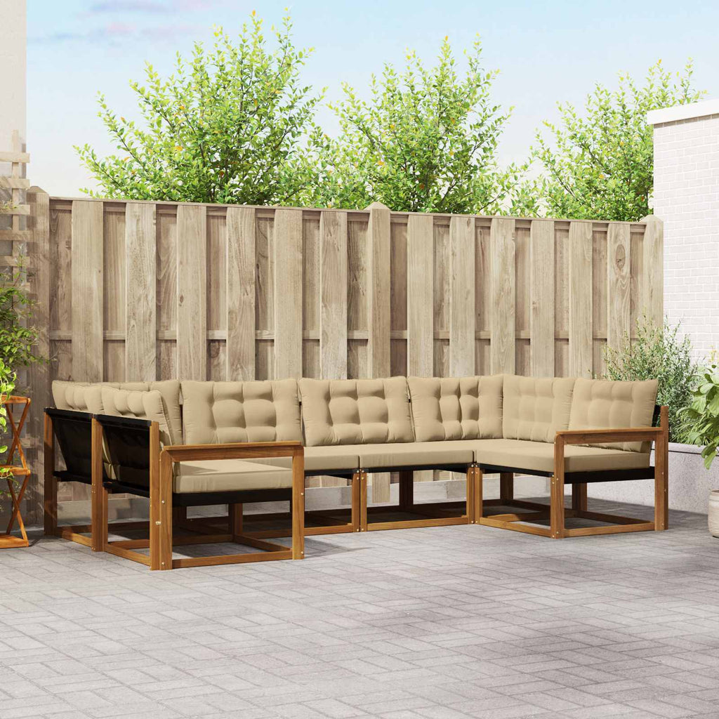 Outdoor-Sofagarnitur mit Kissen 6 pcs Natur und Beige
