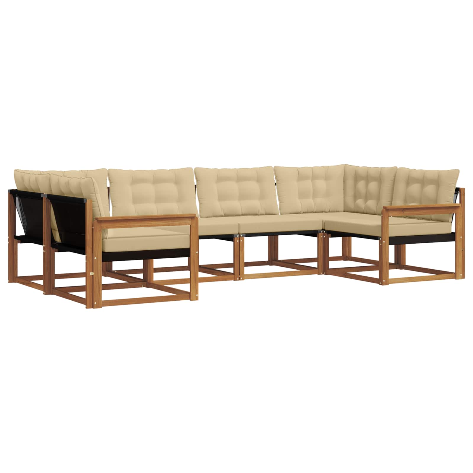Outdoor-Sofagarnitur mit Kissen 6 pcs Natur und Beige