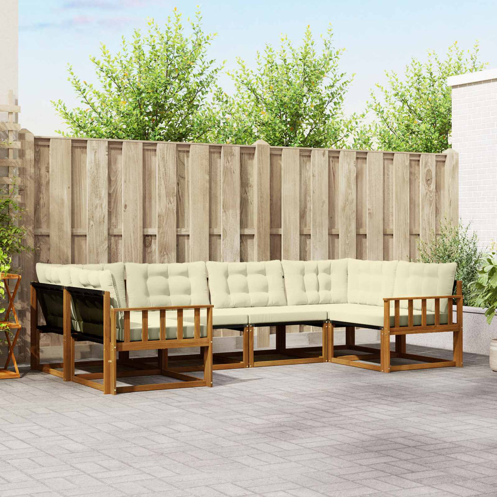 Outdoor-Sofagarnitur mit Kissen 6 pcs Natur und Creme