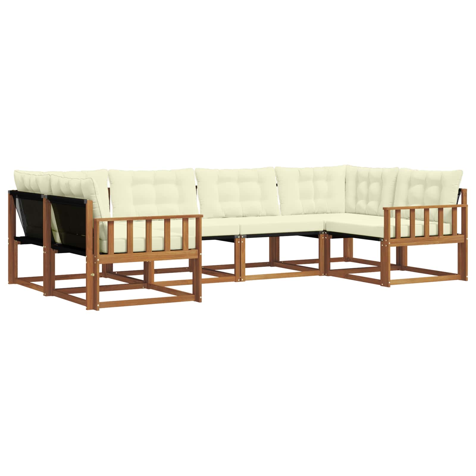 Outdoor-Sofagarnitur mit Kissen 6 pcs Natur und Creme