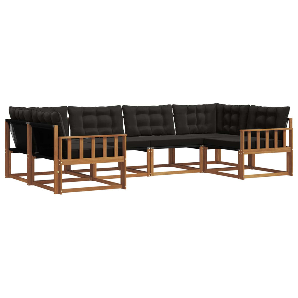 Outdoor-Sofagarnitur mit Kissen 6 pcs Natürlich und Schwarz