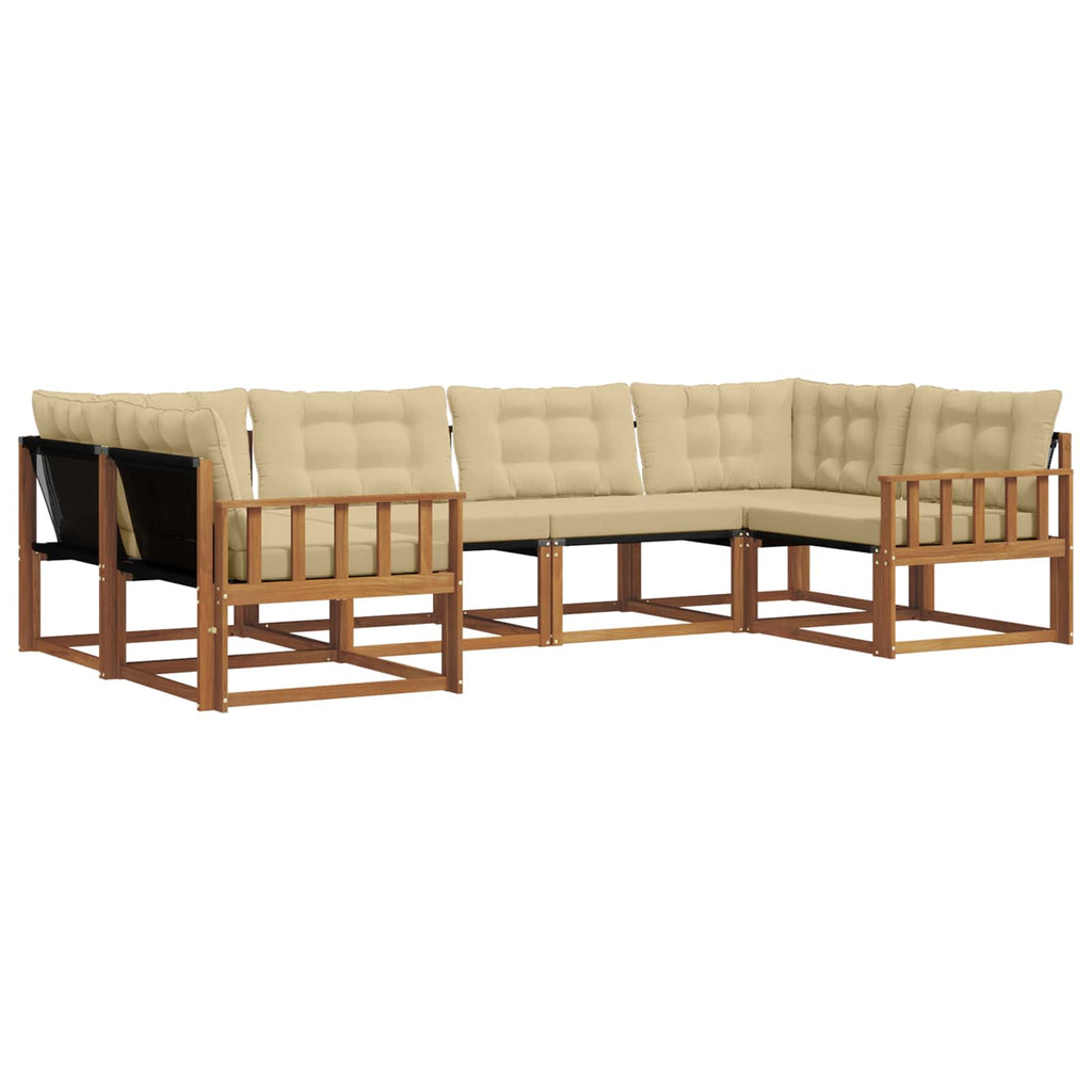 Outdoor-Sofagarnitur mit Kissen 6 pcs Natur und Beige